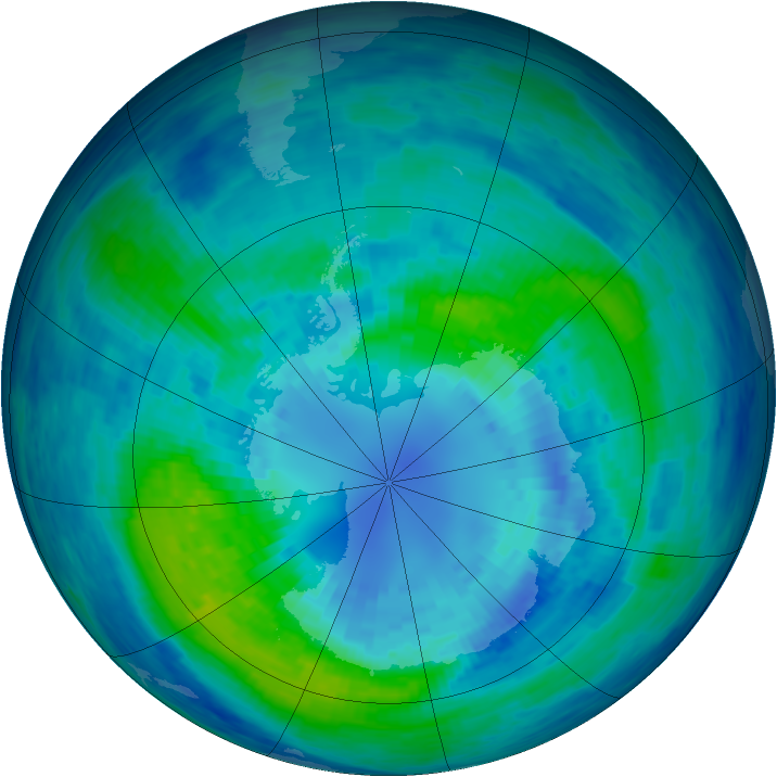 Antarctic ozone map for 05 April 1994